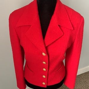 Vintage Limited London Paris NY Red Boucle Jacket XS.